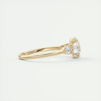 2.25 Ct Plunge Round & Pears Three Stone Engagement Rings