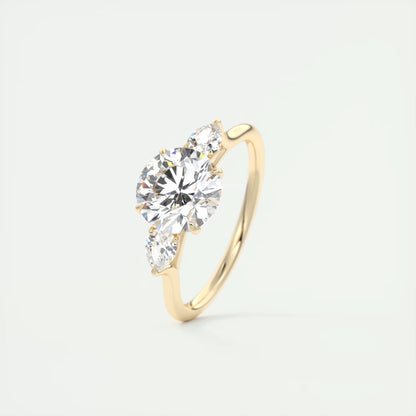 6-7 GM Round Solitaire Ring Side Stone Three Stone Diamond Engagement Rings