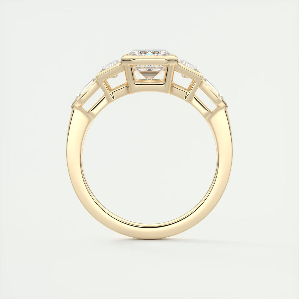 2.16 Ct The Deco Center Stone Emerald - The Deco Five Stone Ring Engagement Rings