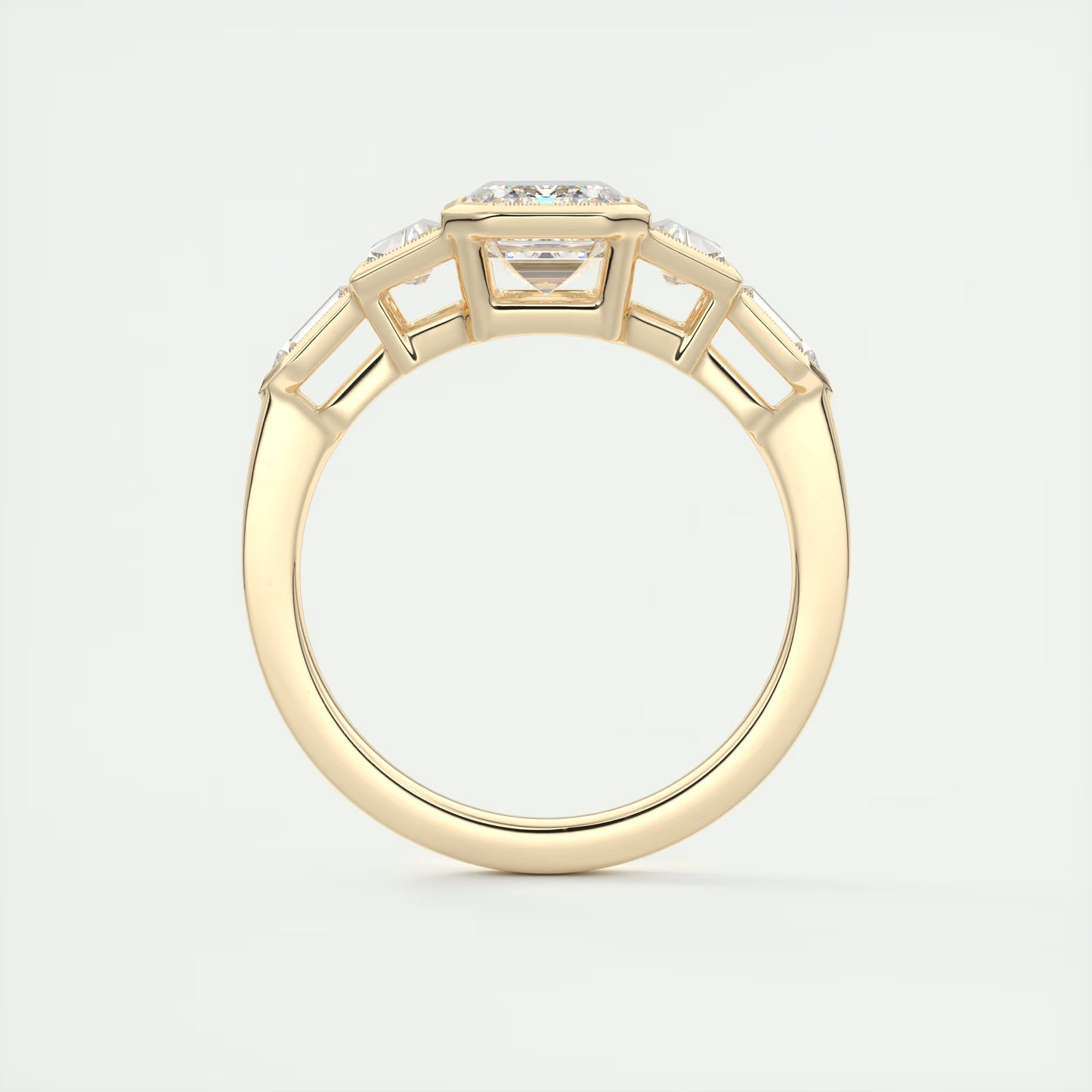 2.16 Ct The Deco Bullet & Trapezoid &Emerald - The Deco Five Stone Ring Engagement Rings