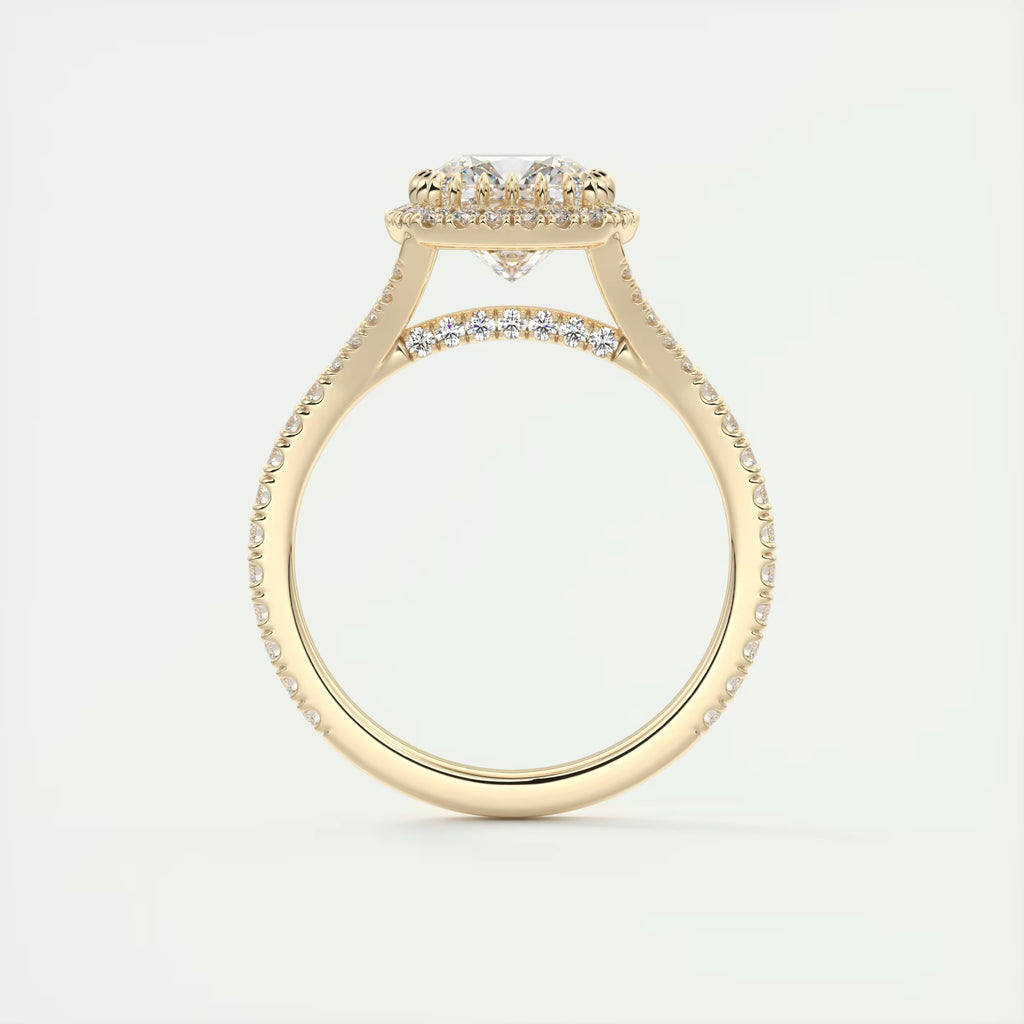 2.50 Ct The French Halo Cushion Cut Diamond with Miniature Prongs  french pavé Ring