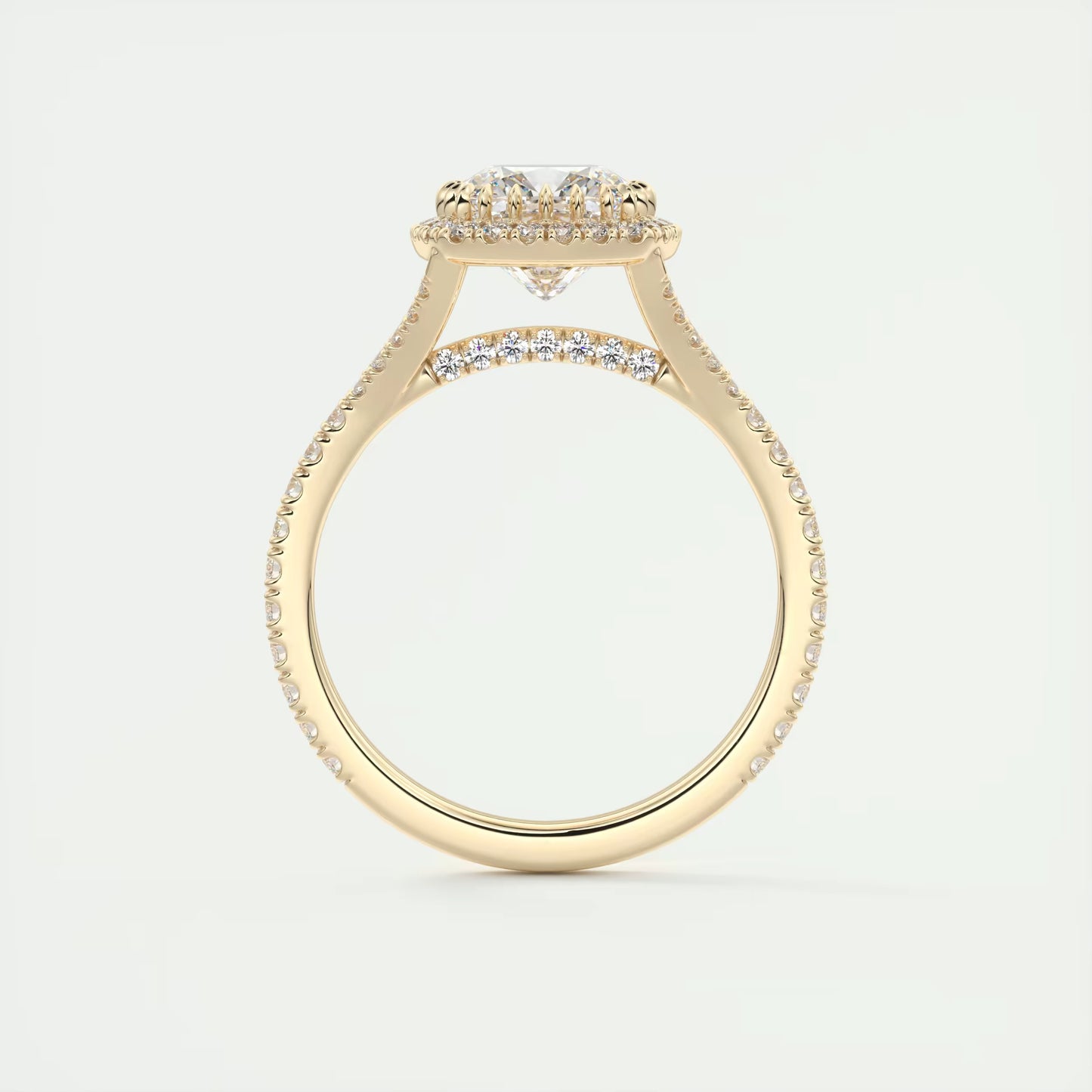 2.50 Ct The French Halo Cushion Cut Diamond with Miniature Prongs  french pavé Ring