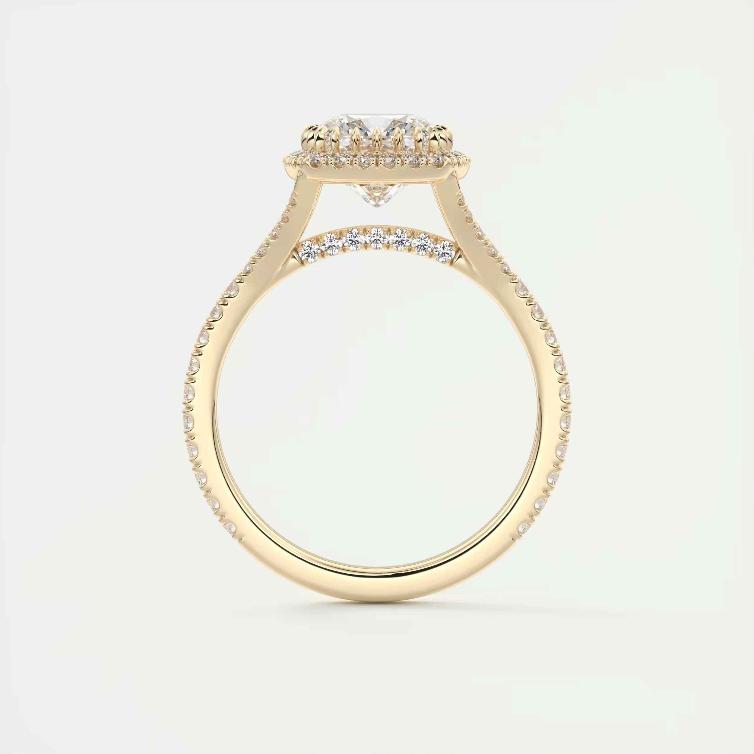 2.50 Ct The French Halo Cushion Cut Diamond with Miniature Prongs  french pavé Ring