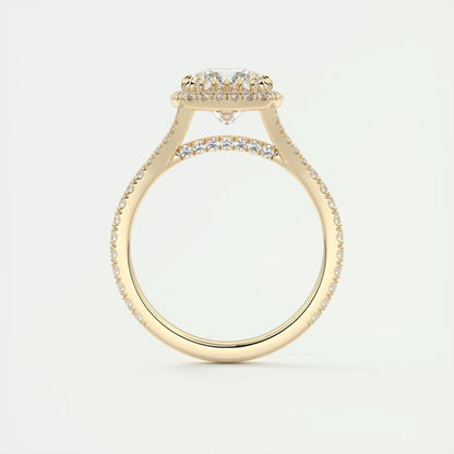 2.50 Ct The French Halo Cushion Cut Diamond with Miniature Prongs  french pavé Ring
