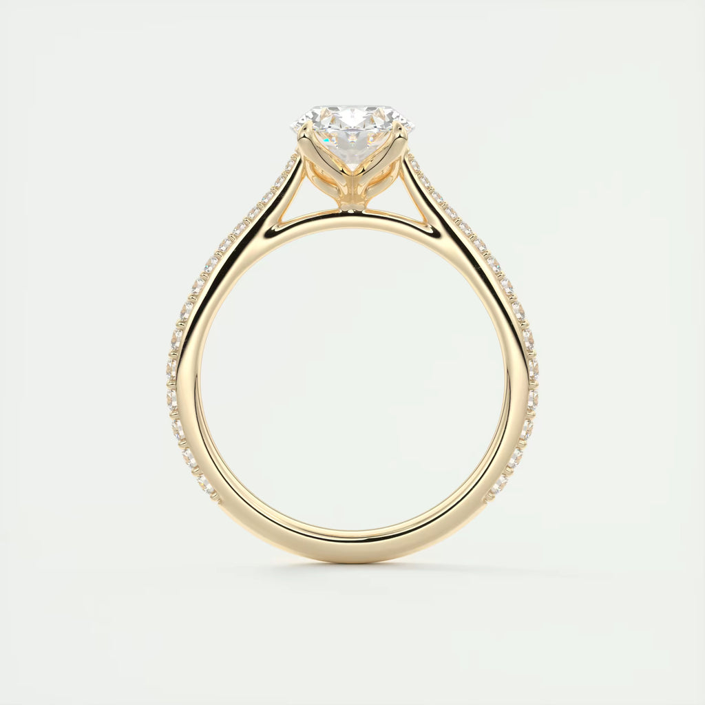 1.85 Ct Cathedral Royale Pavé Center Stone Oval Floral Solitaire Ring