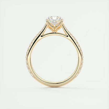 1.85 Ct Cathedral Royale Pavé Oval Floral Solitaire Ring
