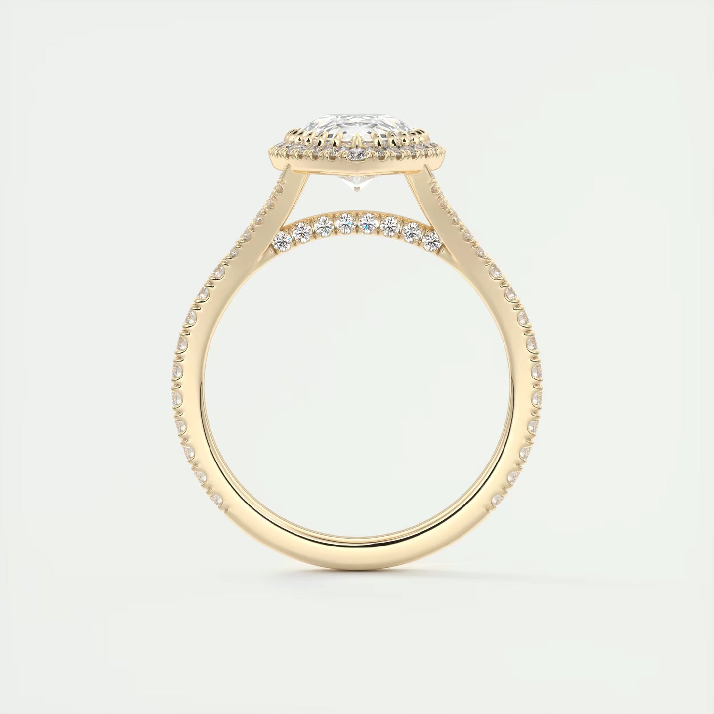2.70 Ct The French Halo Pear Cut Diamond with Miniature Prongs Ring