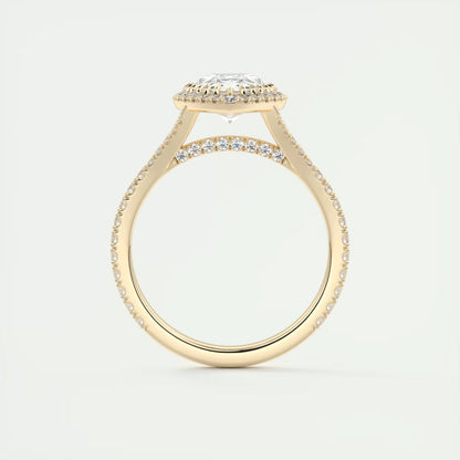 2.70 Ct The French Halo Pear Cut Diamond with Miniature Prongs Ring