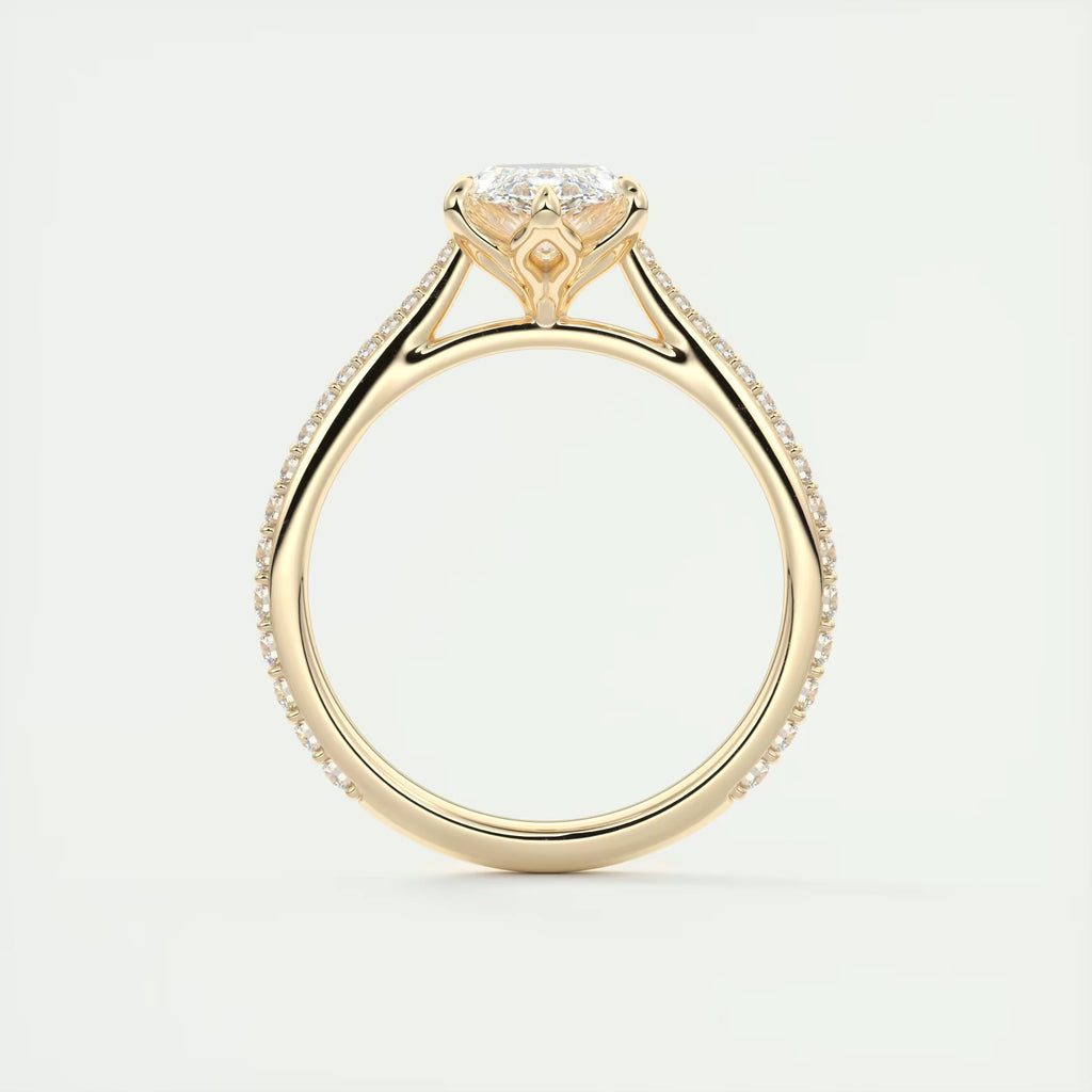 1.85 Ct Cathedral Royale Pavé Marquise Floral Flush Stacking Pave Cathedral six prong Ring