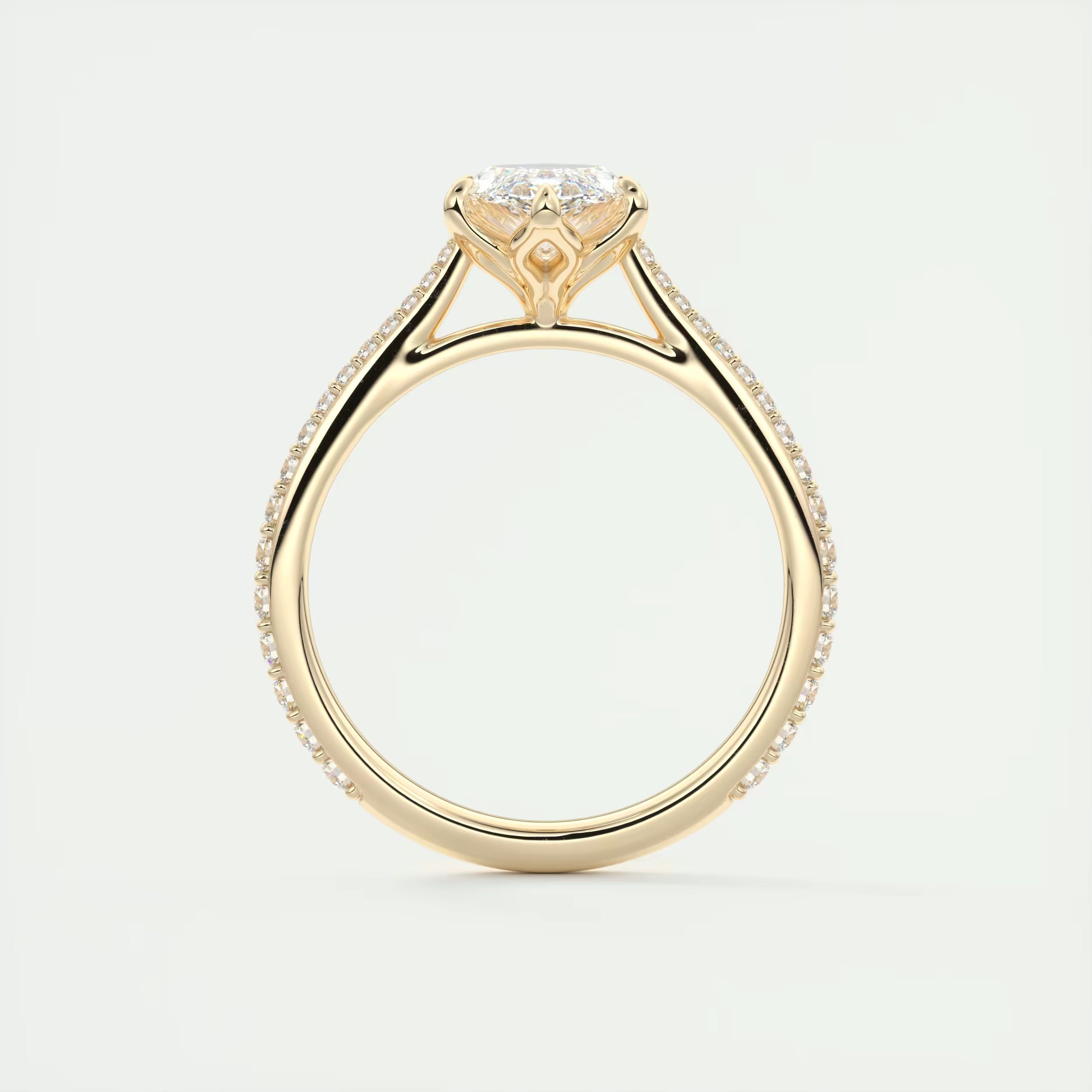 1.85 Ct Cathedral Royale Pavé Marquise Floral Flush Stacking Pave Cathedral six prong Ring