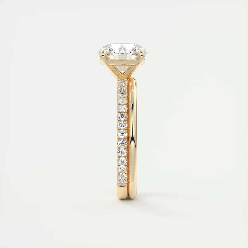 2.30 Ct Harper Classic Pavé Round Solitaire Pave Setting Rings