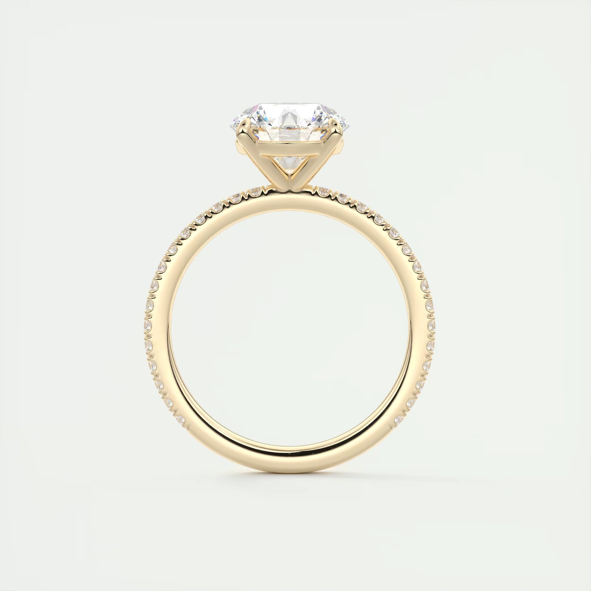 2.25 Ct Harper Classic Pavé Round Solitaire Pavé Setting Rings