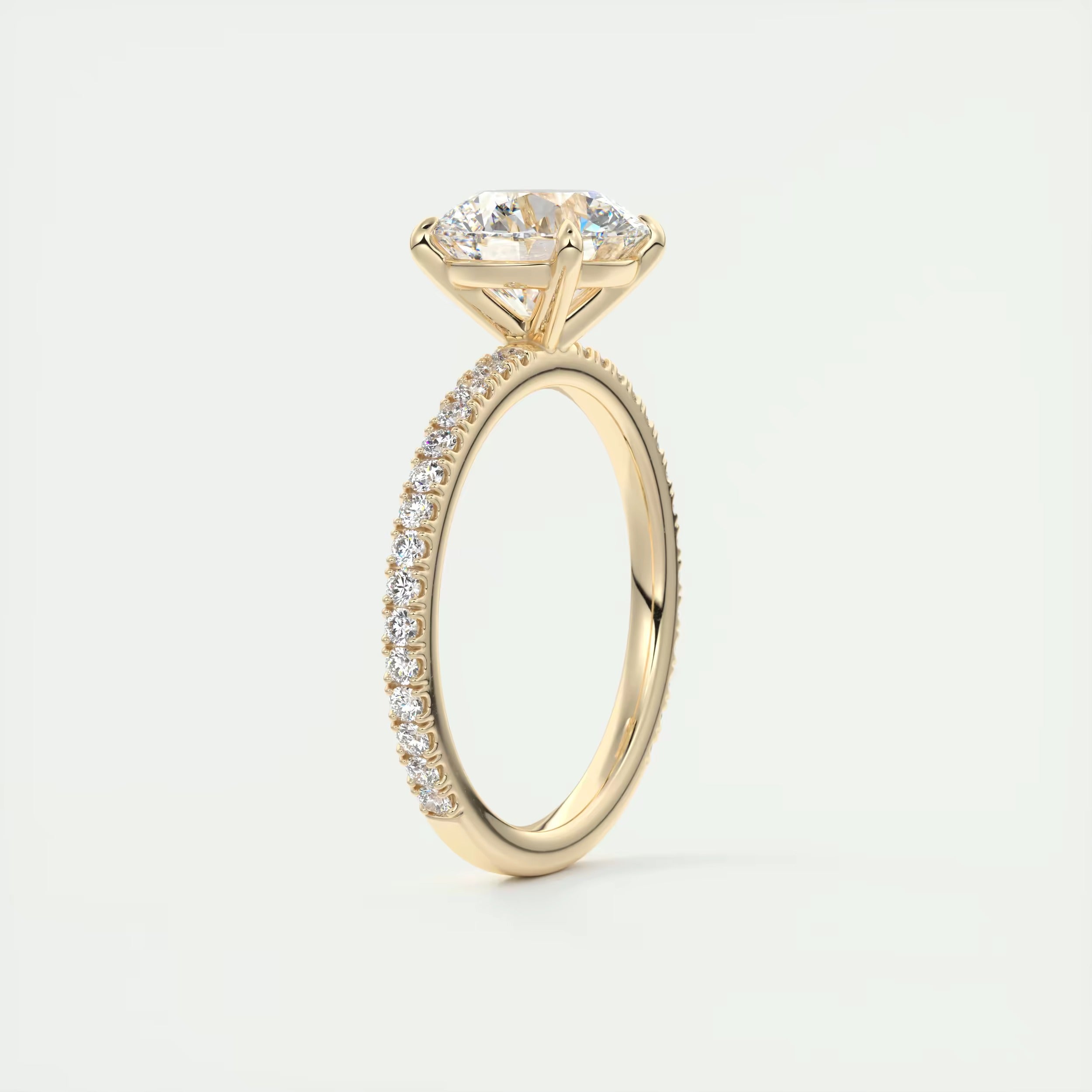 2.30 Ct Harper Classic Pavé Round Solitaire Pave Setting Rings