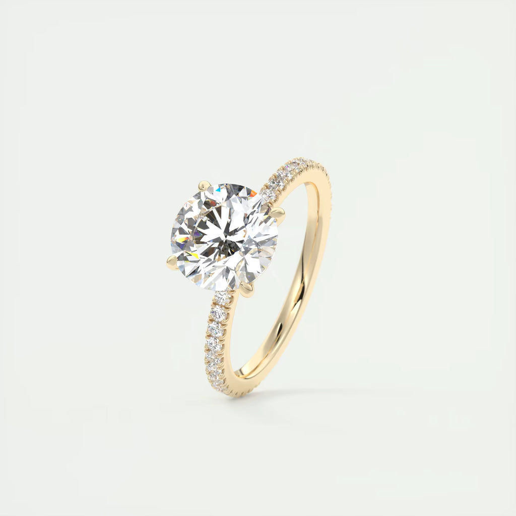 2.25 Ct Harper Classic Pavé Round Solitaire Pavé Setting Rings