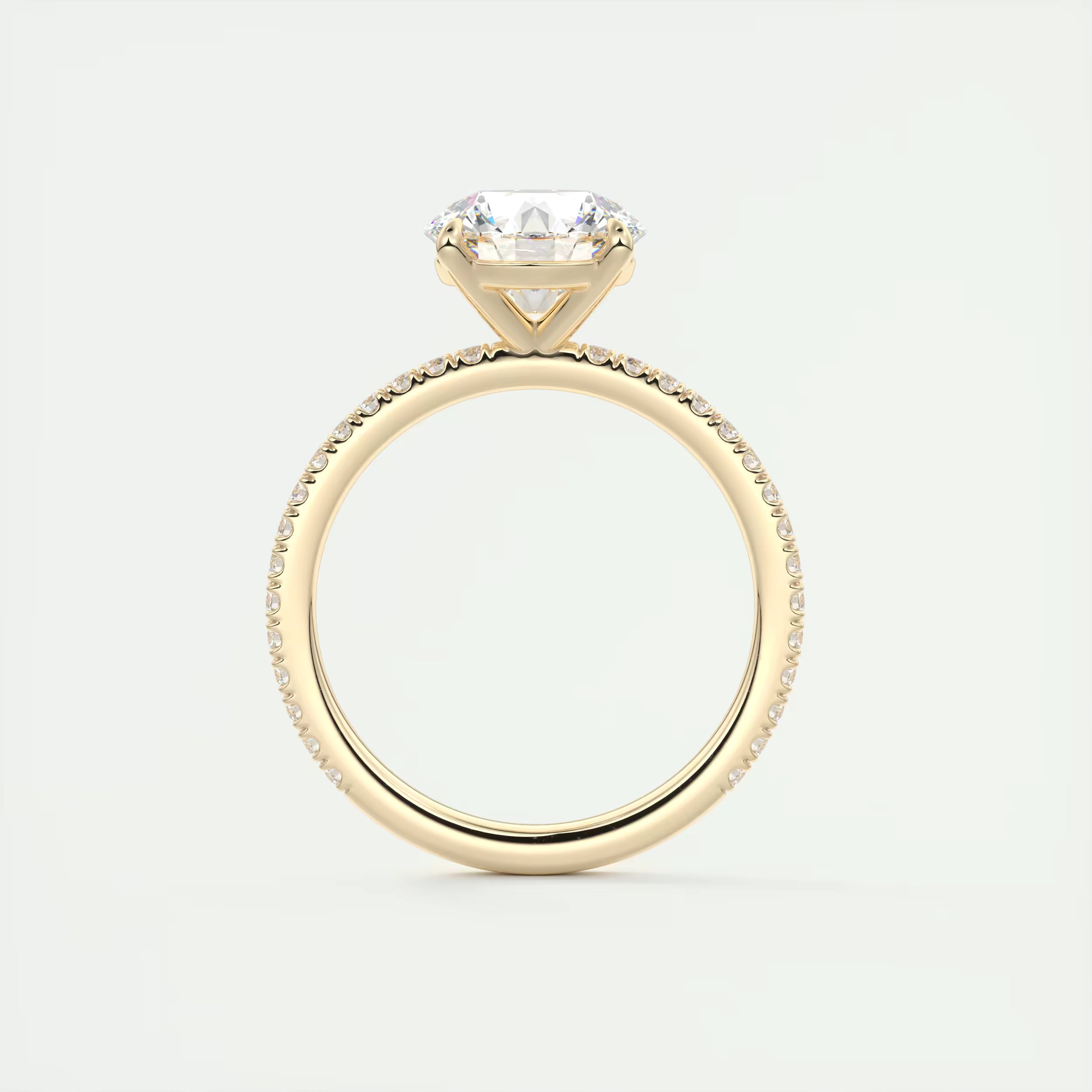 2.50 Ct Round Solitaire Ring with 3/4 French Set Pave Engagement Rings