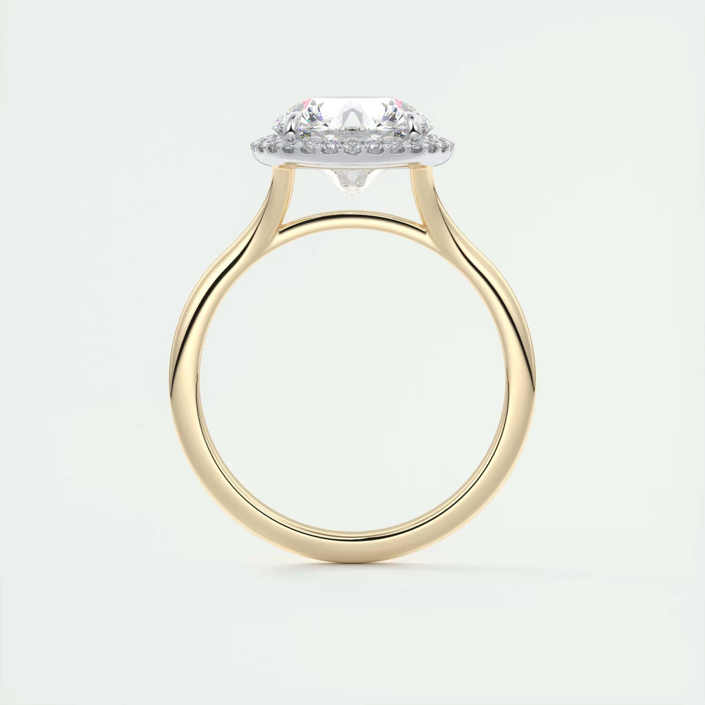 2.15 Ct The Breezy Halo Round Center with French Set Halo Rings
