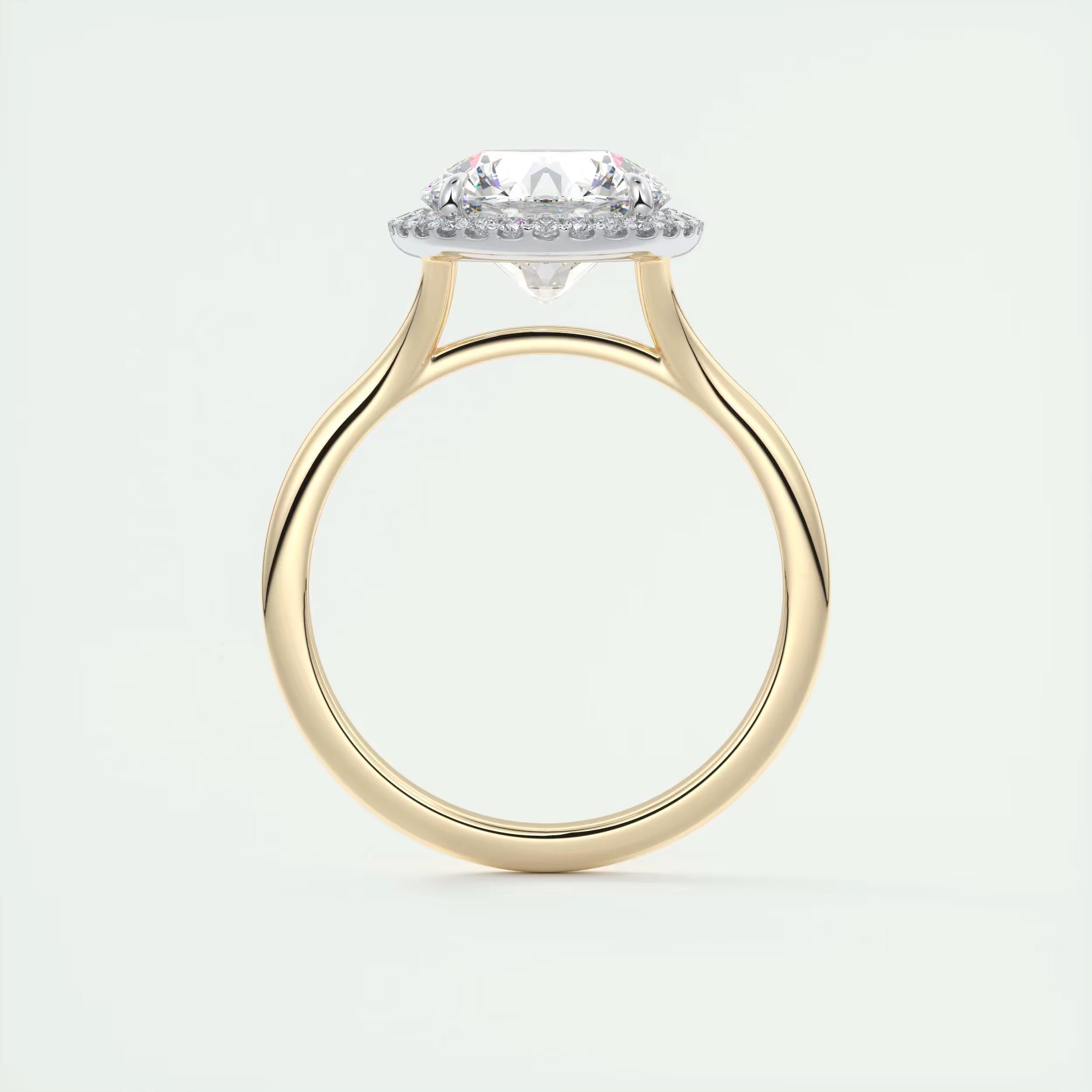 2.15 Ct The Breezy Halo Round Center with French Set Halo Rings