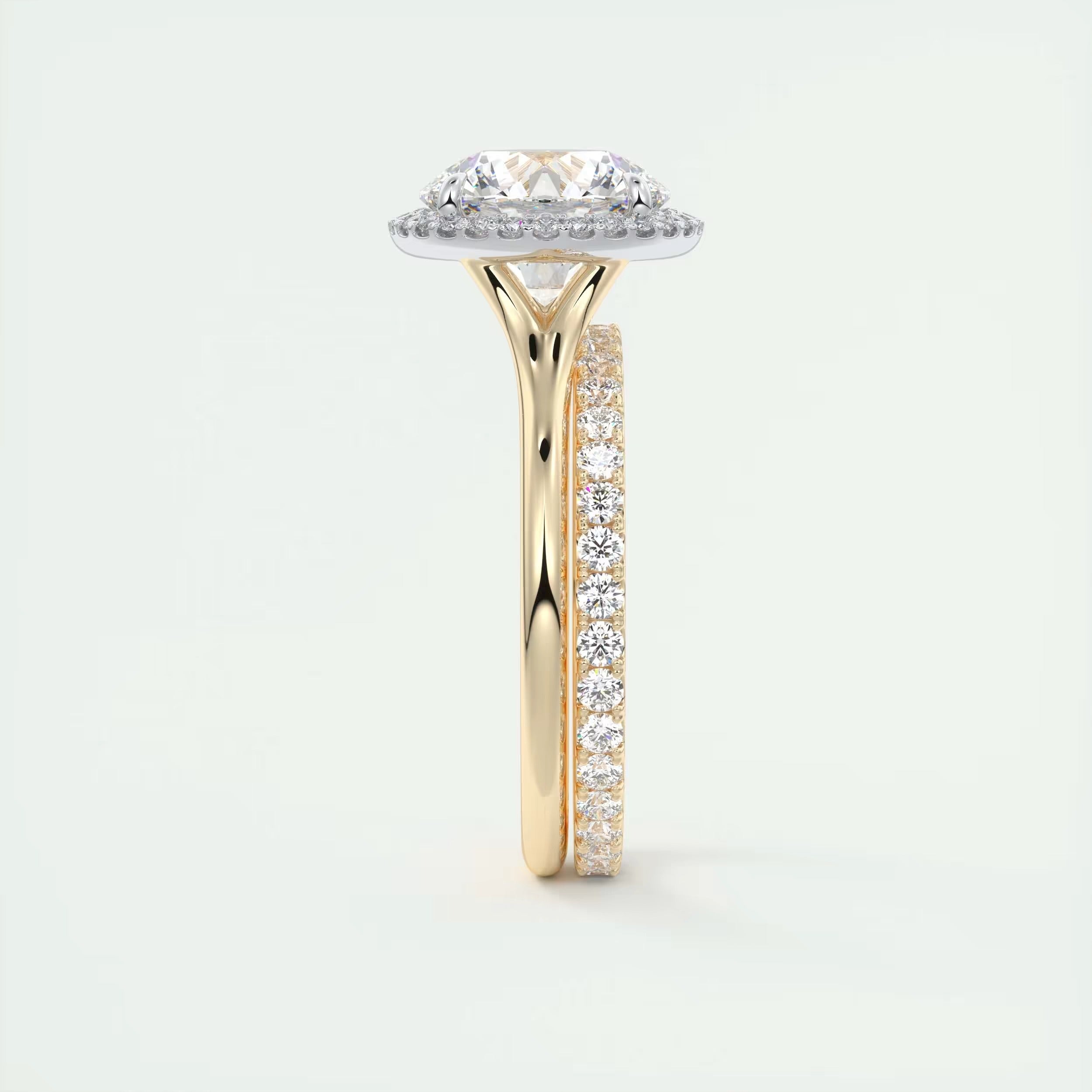 2.15 Ct The Breezy Halo Round Center with French Set Halo Rings