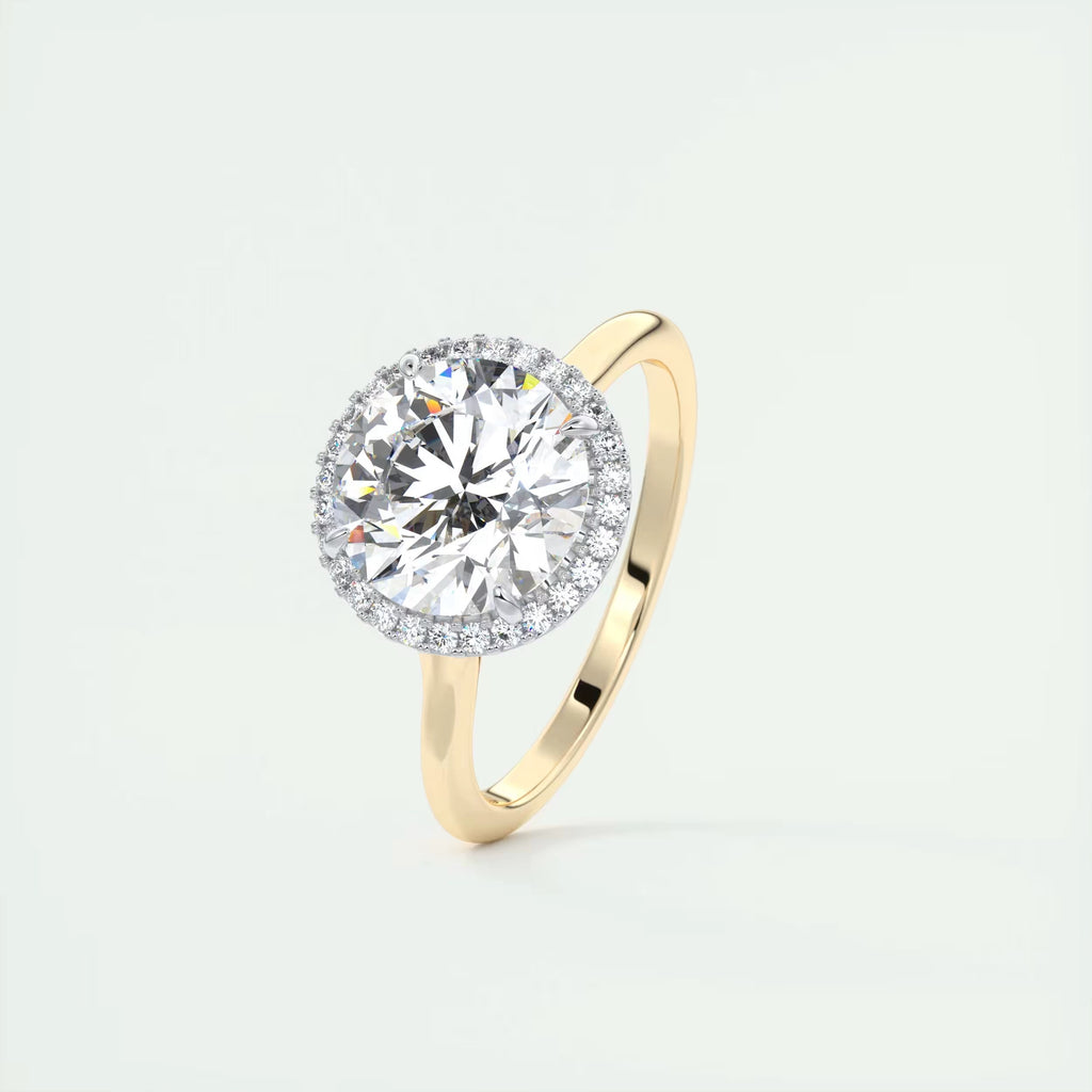 2.15 Ct The Breezy Halo Round Center with French Set Halo Rings