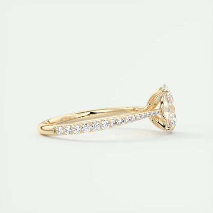 1.85 Ct Cathedral Royale Pavé Oval Floral Solitaire Ring