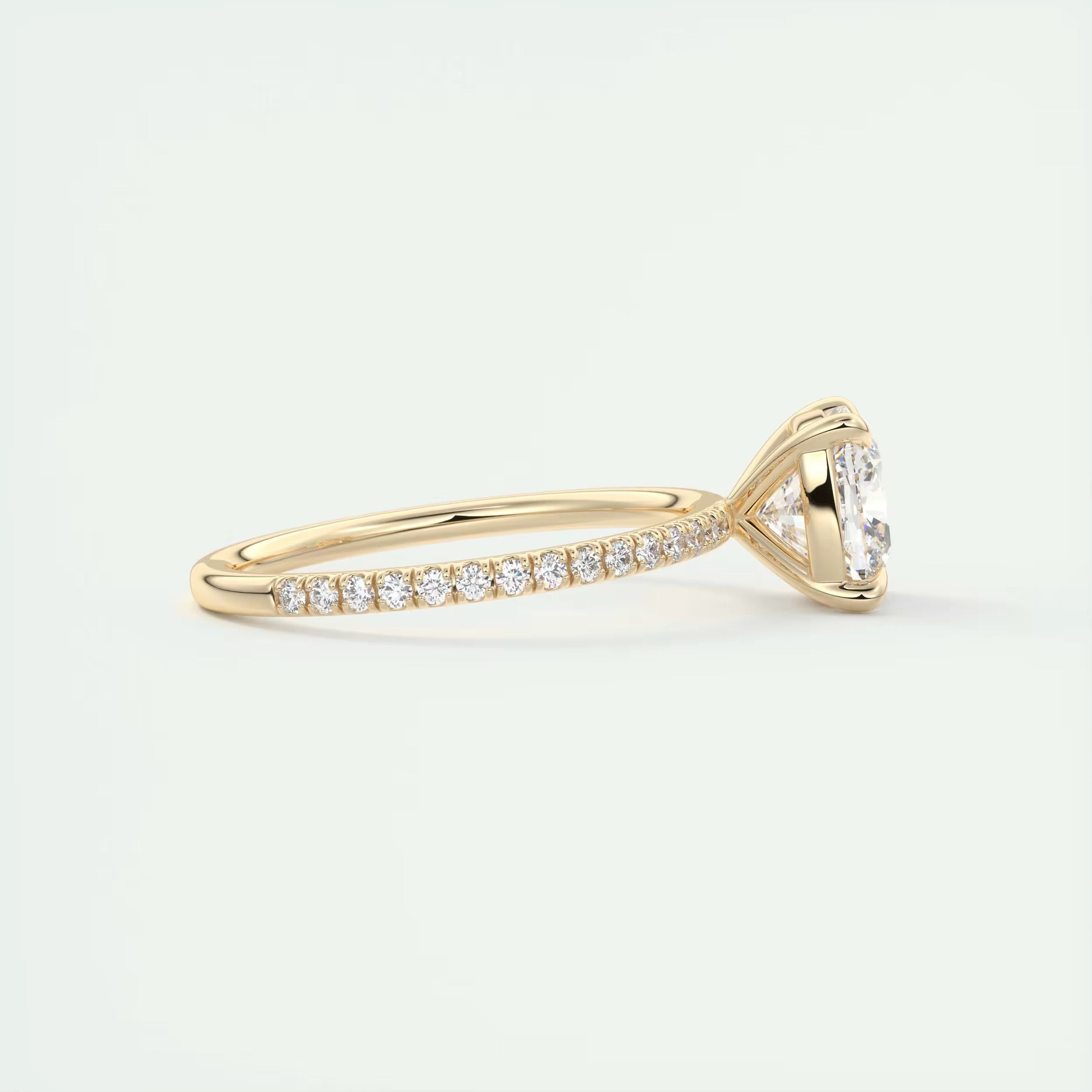 2.25 Ct Harper Pavé Center Stone Cushion with 1.5mm French Set Pavé Ring