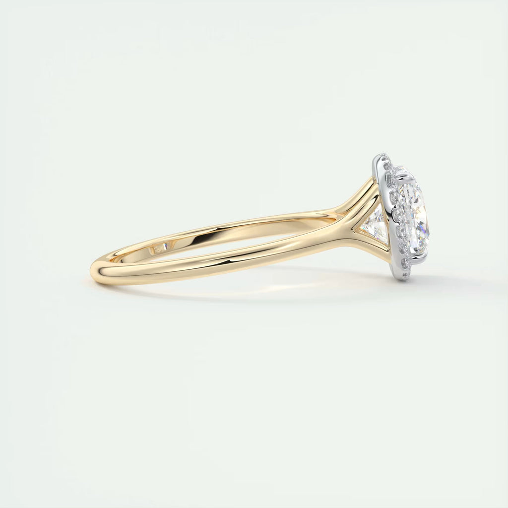 2.10 Ct The Breezy Halo Center Stone Cushion with French Set Halo Ring
