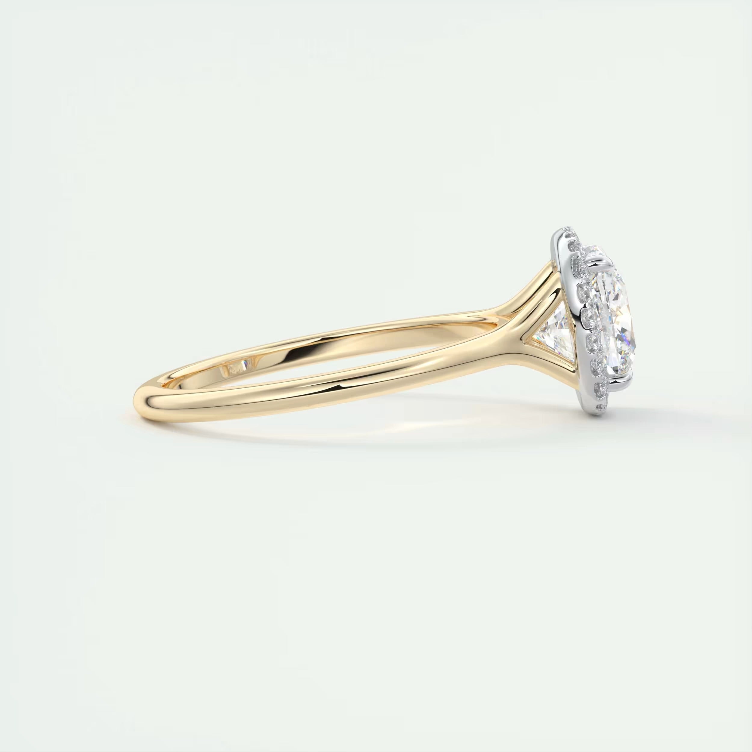 2.10 Ct The Breezy Halo Center Stone Cushion with French Set Halo Ring