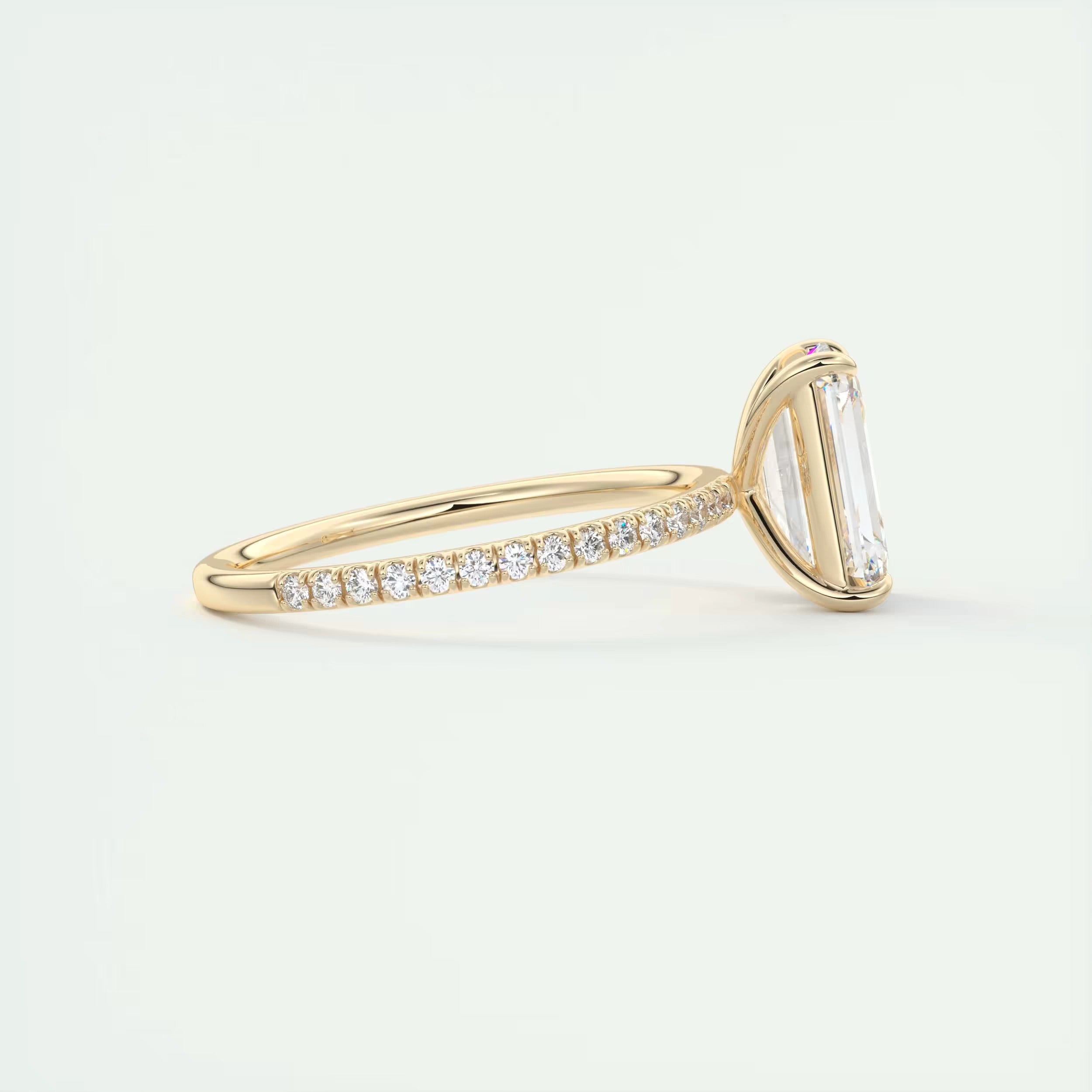 2.25 Ct Harper Pavé Center Stone Emerald with 1.5mm French Set Pavé Ring