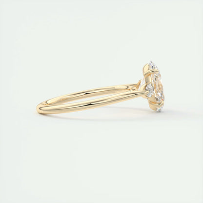 2.50 Ct Breezy Pears Oval Solitaire Side Stone Rings