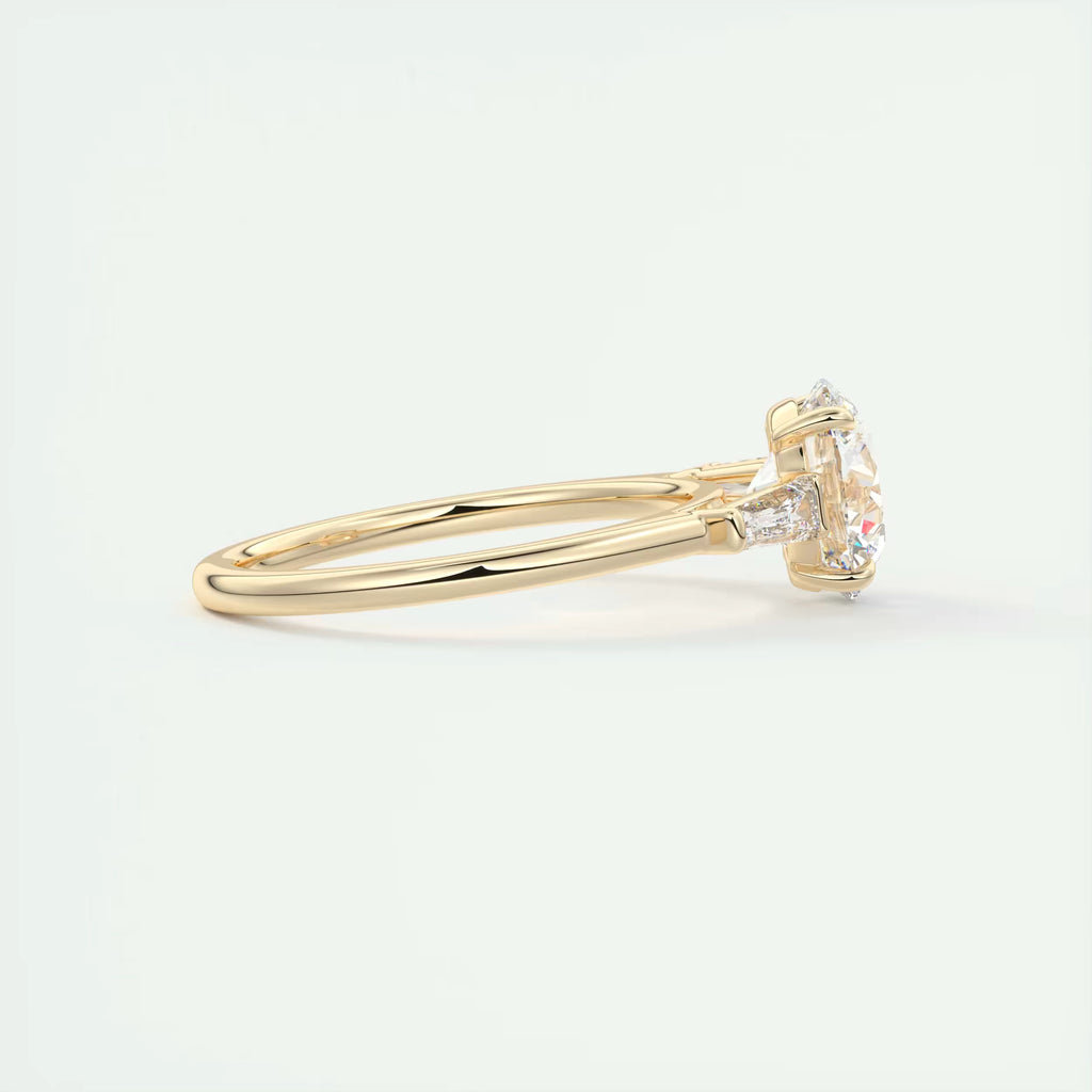 2.50Ct  Round Tapered Baguettes Diamond Solitaire Ring Engagement Ring