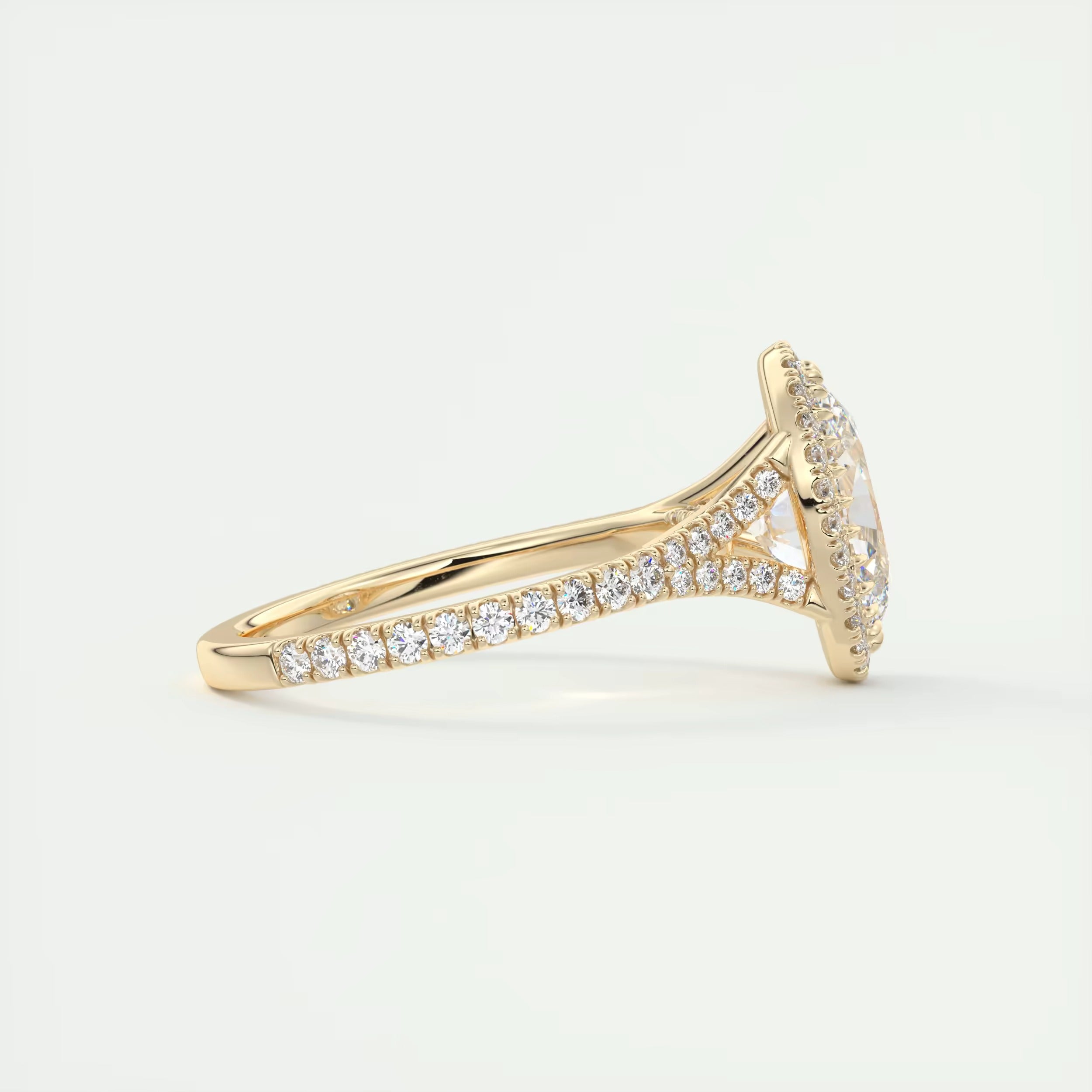 2.60 Ct The French Halo Oval Cut Diamond with Miniature Prongs Ring