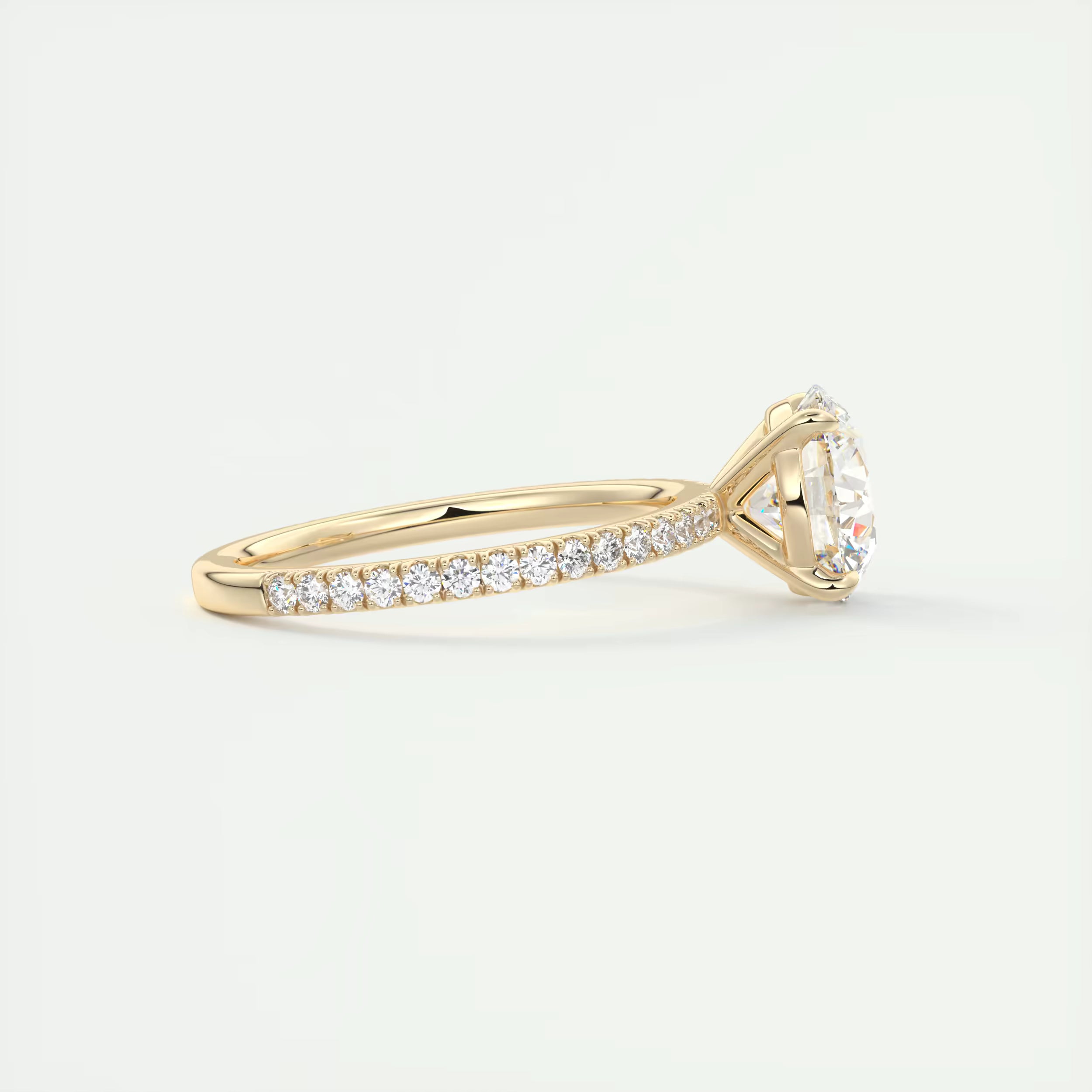 2.50 Ct Round Solitaire Ring with 3/4 French Set Pave Engagement Rings