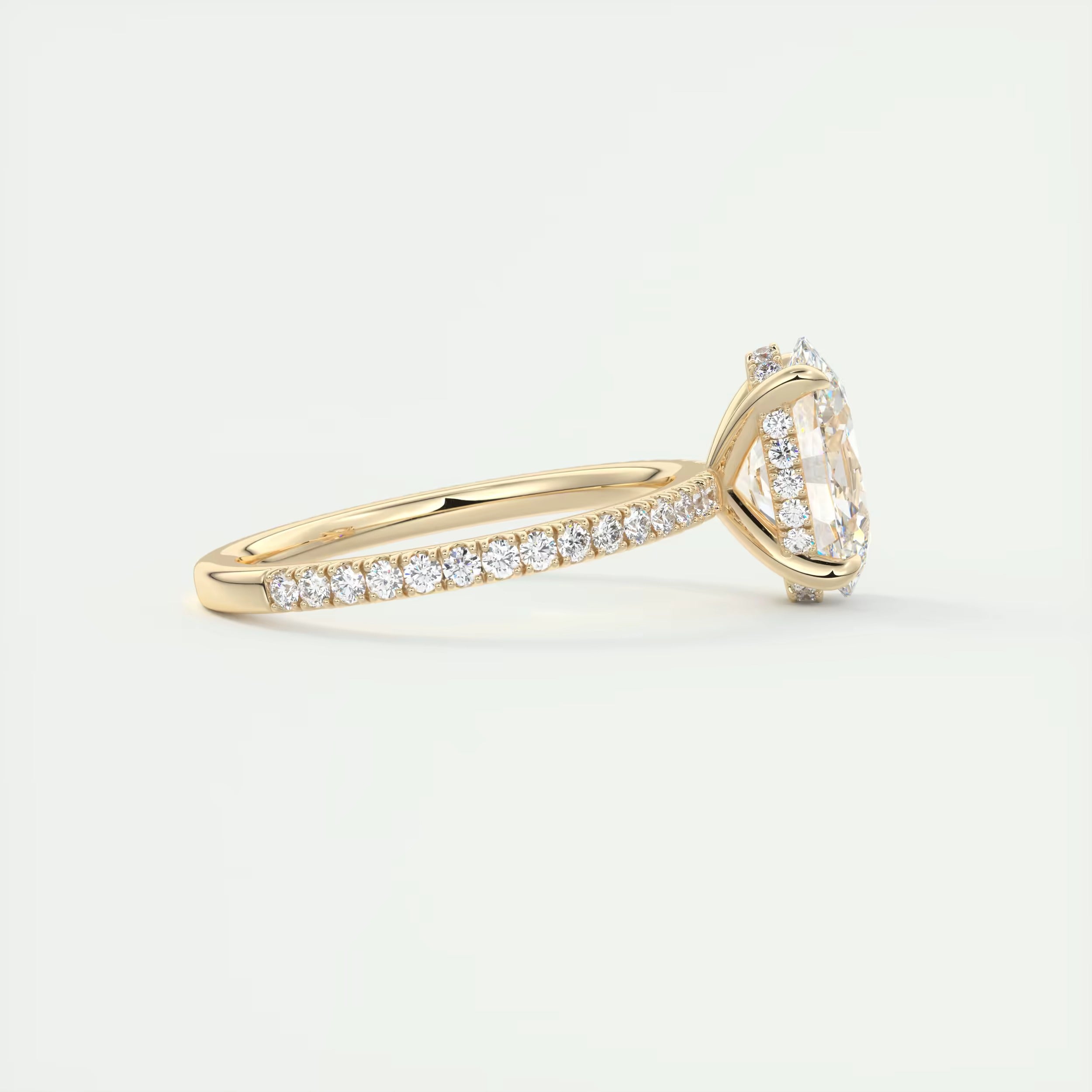 2.30 Ct The Harper Deluxe  Oval Hidden Halo Pave Setting Ring