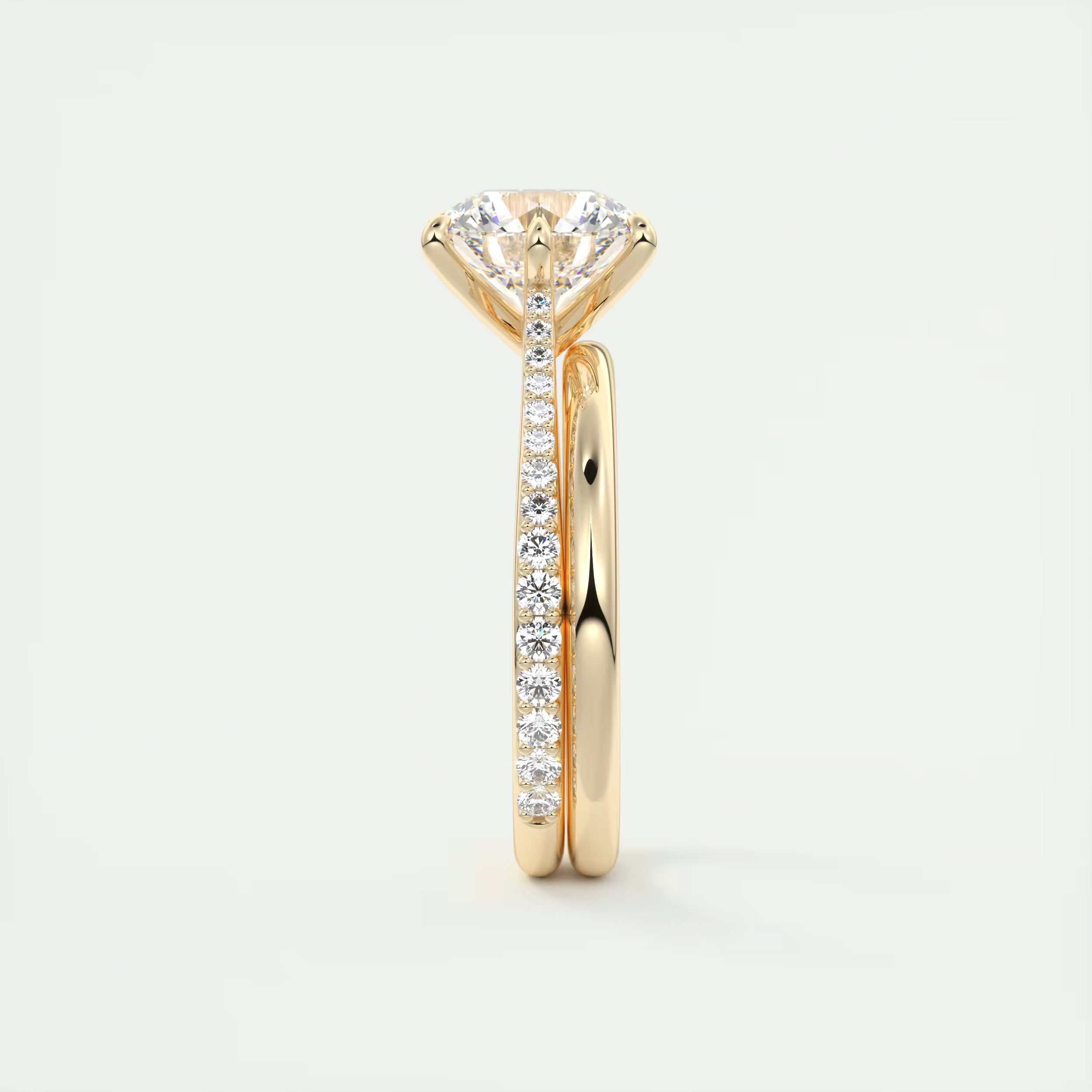 2.30 Ct The Six Point Cathedral Pavé Round Solitaire Rings