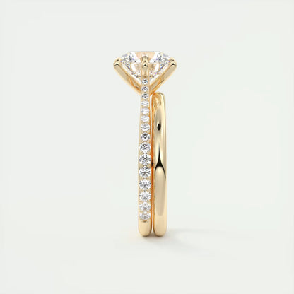 2.30 Ct The Six Point Cathedral Pavé Round Solitaire Ring