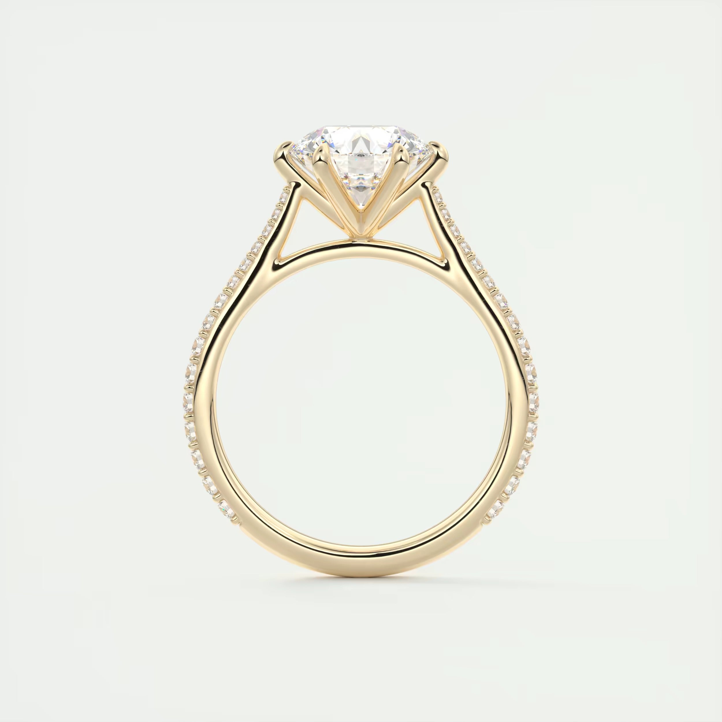 2.30 Ct The Six Point Cathedral Pavé Round Solitaire Rings