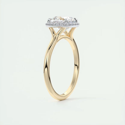 2.10 CtThe Breezy Halo Cushion Center with French Set Halo Ring
