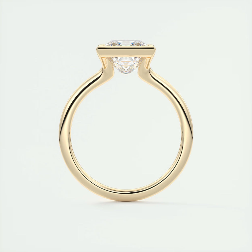 2.00 Ct The Center Stone Princess - Flush Stacking Half Bezel Solitaire Engagement Rings