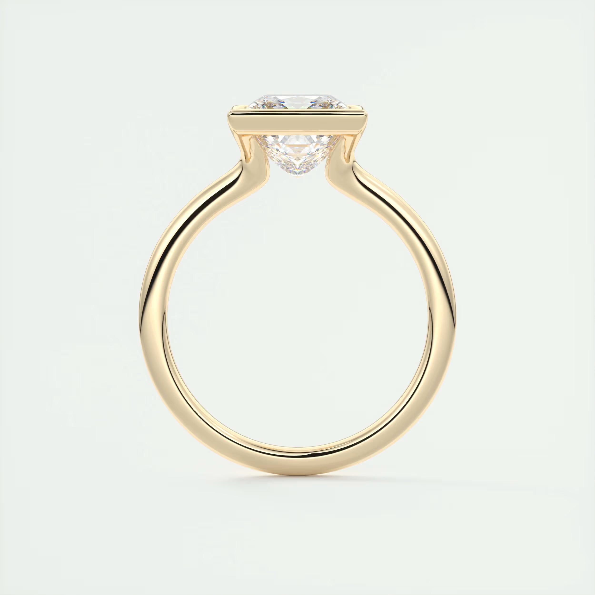 2.00 Ct The Center Stone Princess - Flush Stacking Half Bezel Solitaire Engagement Rings