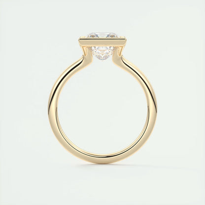 2.00 Ct The Clutch Princess - Flush Stacking Half Bezel Solitaire Engagement Rings