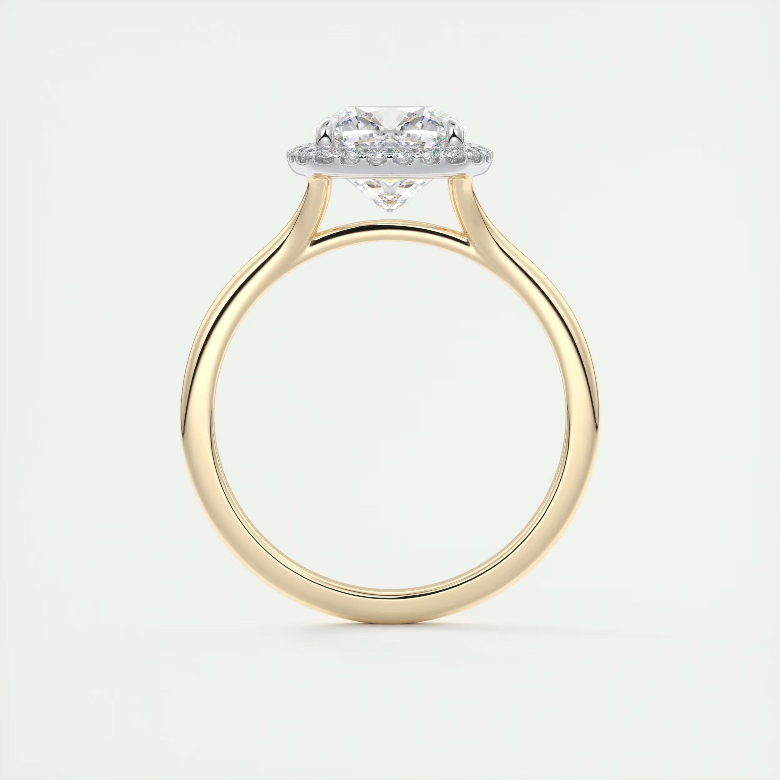 2.10 Ct The Breezy Halo Center Stone Cushion with French Set Halo Ring