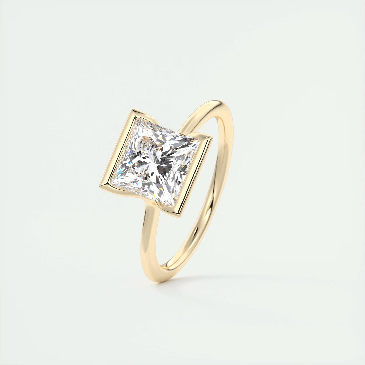 2.00 Ct The Clutch Princess - Flush Stacking Half Bezel Solitaire Engagement Rings