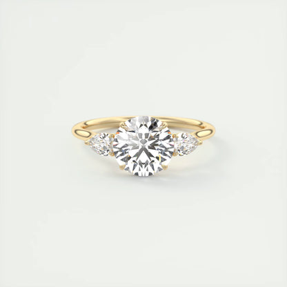 6-7 GM Round Solitaire Ring Side Stone Three Stone Diamond Engagement Rings