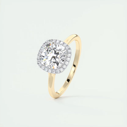 2.10 CtThe Breezy Halo Cushion Center with French Set Halo Ring